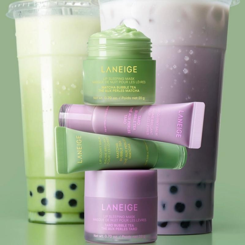 Laneige Bubble Tea Lip Sleeping Mask, Matcha + Taro, Moisturizing, Glossy, Lip Mask, Korean Lip Care
