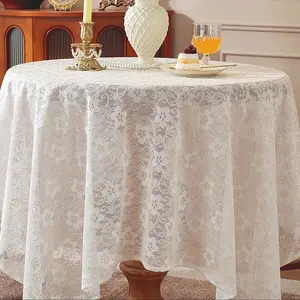 French Vintage Floral Tablecloth, Luxury Atmosphere Dining Decor, Small Round Coffee Table Cover, Elegant Home Decoration