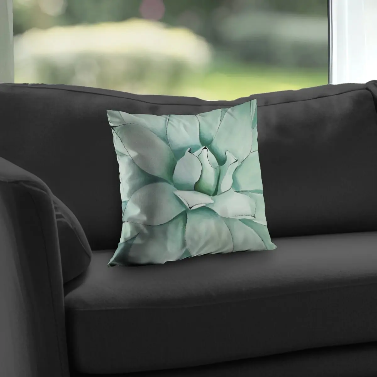 Begin Home Decor C1PT1414WV6C3J Decorative 14x14 in. Botanical Succulent Closeup Cushion, Exotic Floral Poly Twill Throw Pillow