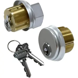 Brass Mortise Cylinder with SC Keyway, Thumbturn, and Keys. Commercial-Grade storefront Door Lock Cylinder for Aluminum Doors, Ideal for Shop Door Lock Replacements. Includes 1 Set in Silver Finish.
