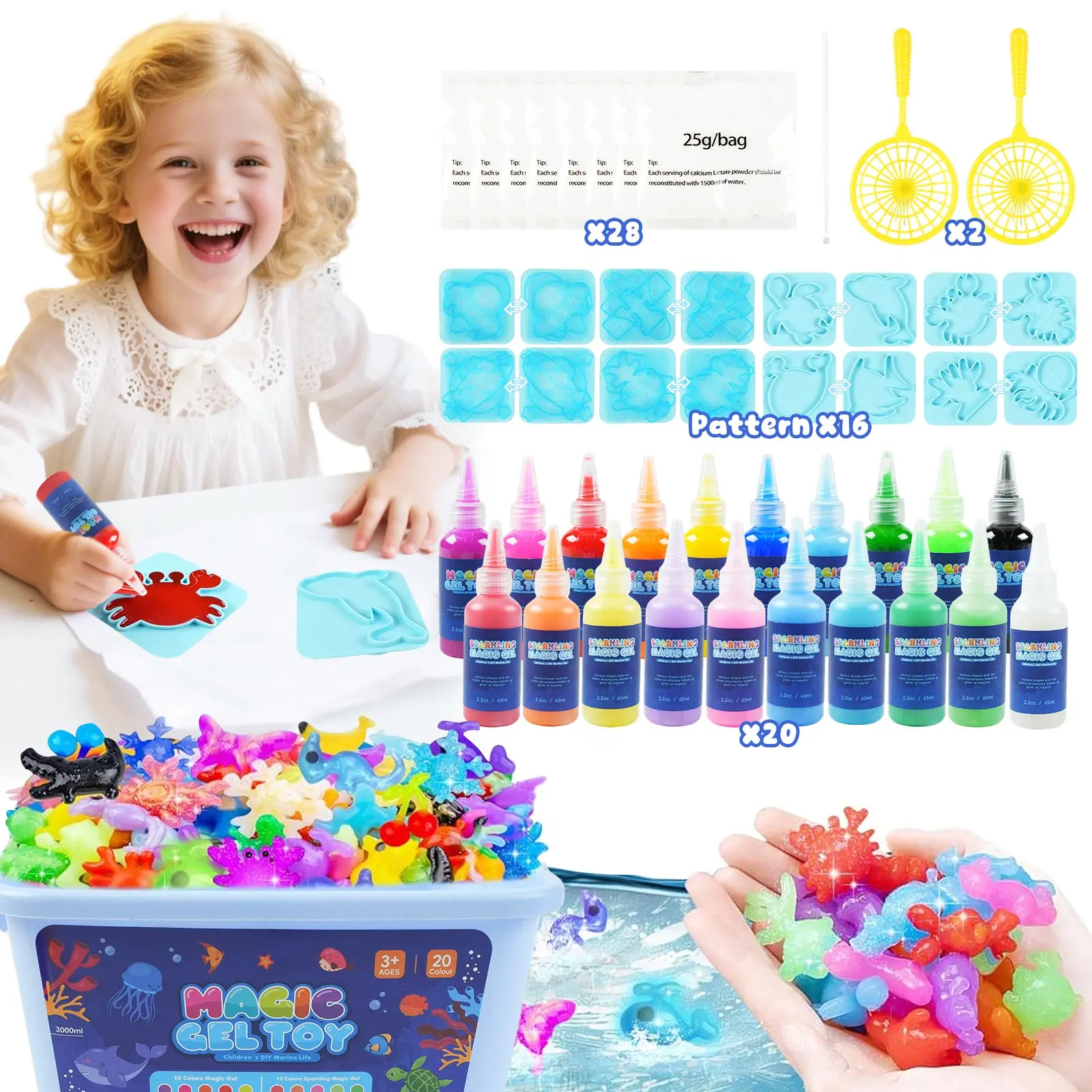 Joyfresh  Magic Water Elf Toy Kit Aqua Fairy Water Gel Set with 20 Magic Gels 16 Molds for Easter Craft Water Pets Birthday Gifts DIY Art & Craft backtoschool