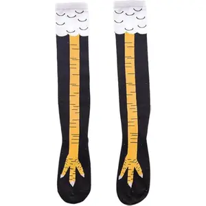 Women's Trendy Cartoon Print Over The Calf Socks Cute Chicken Feet Design Knit Socks Comfort Hosiery for Women Indoor Outdoor Wear