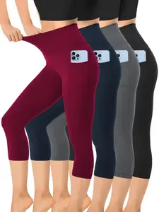 Women's High Waist Yoga Capri Pants with Pocket, Tummy Control Sport Leggings for Fitness, Running & Daily Wear, Shapewear Tights That Slim & Sculpt