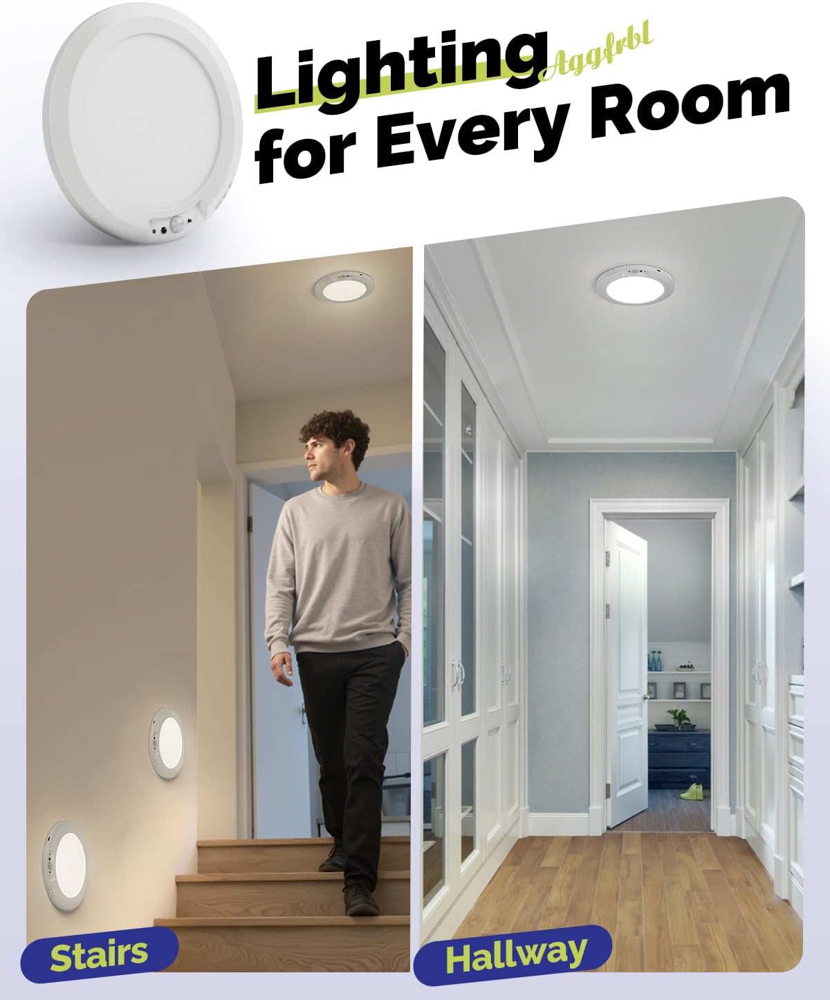 2/1 Pack Rechargeable Motion Sensor Ceiling Light with Remote – Magnetic Wireless Battery Operated LED Ceiling Light, 3 Color Modes 3000K/4000K/6000K, USB Type-C Rechargeable, Plug-Free Lighting for Closet Pantry Hallway Shower Garage