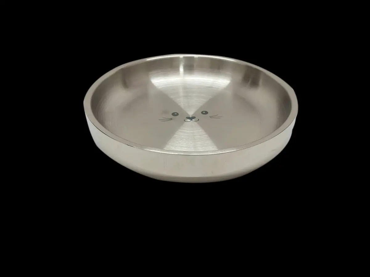 Indipets 800587 Big Double-Wall Insulated Stainless Steel Cat Tray, Cat Feeding Accessory