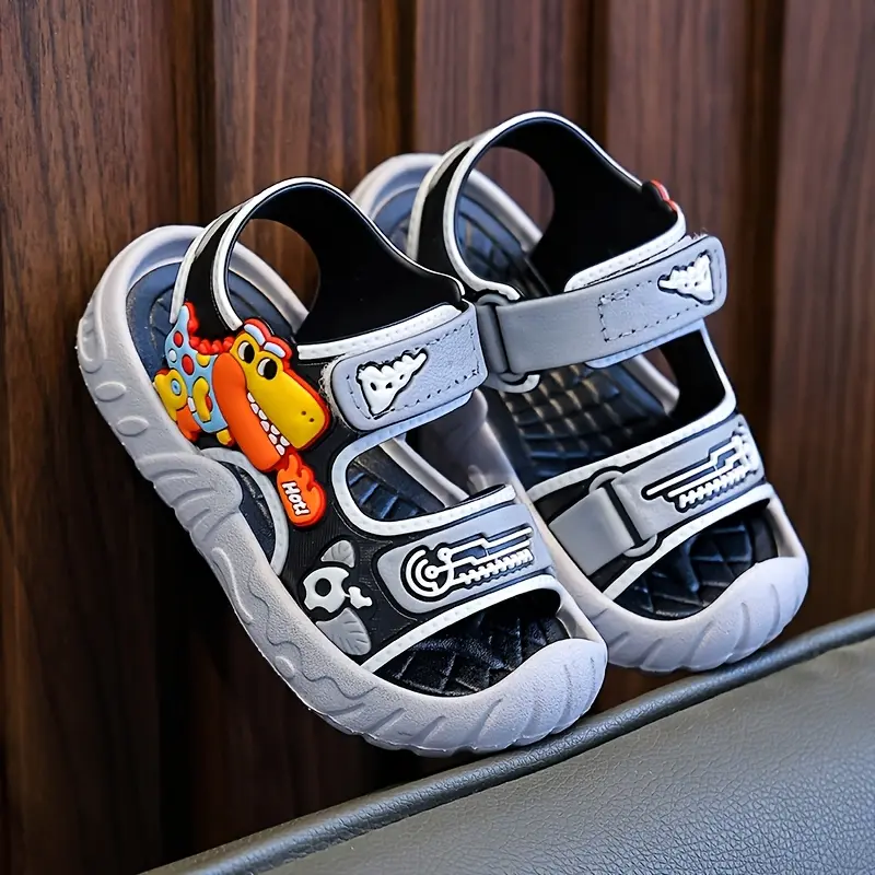 Kids' Hollow-Out Breathable PVC Plastic Sandals - PU Leather & Synthetic Accents, Soft Non-Slip Sole, Closure, Open-Toe, 1 cm or Less Flat Heel, Cool Casual Shoes for Spring/Summer School, Beach