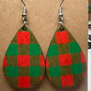 Christmas Plaid Red and Green Earrings