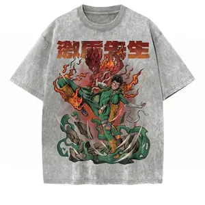 Naruto Shippuden Might Guy Eight Gates Released Graphic T-Shirt, Vintage Washed Oversized Anime Tee, Guy Sensei Night Guy vs Madara Streetwear - Unisex