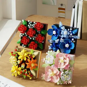 Eternal Flower Rose in Small Building Block Design, Fake Roses, Unique Decorative Piece for Home, Perfect Gift for Special Occasions