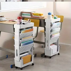 Portable Rolling Book Cart, Space-saving Organizer for Home Study Office Use