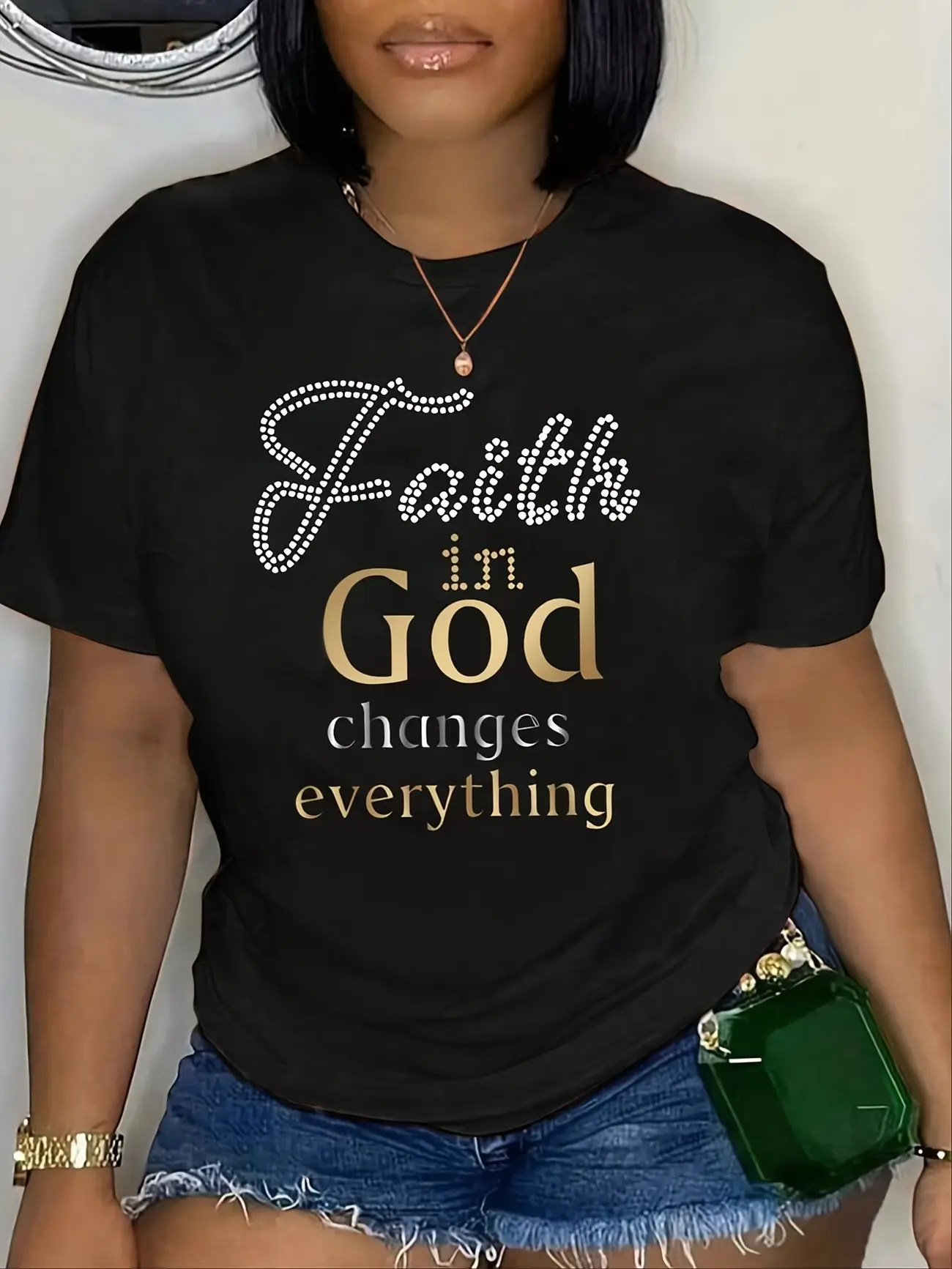 Black Casual Short-Sleeve T-Shirt