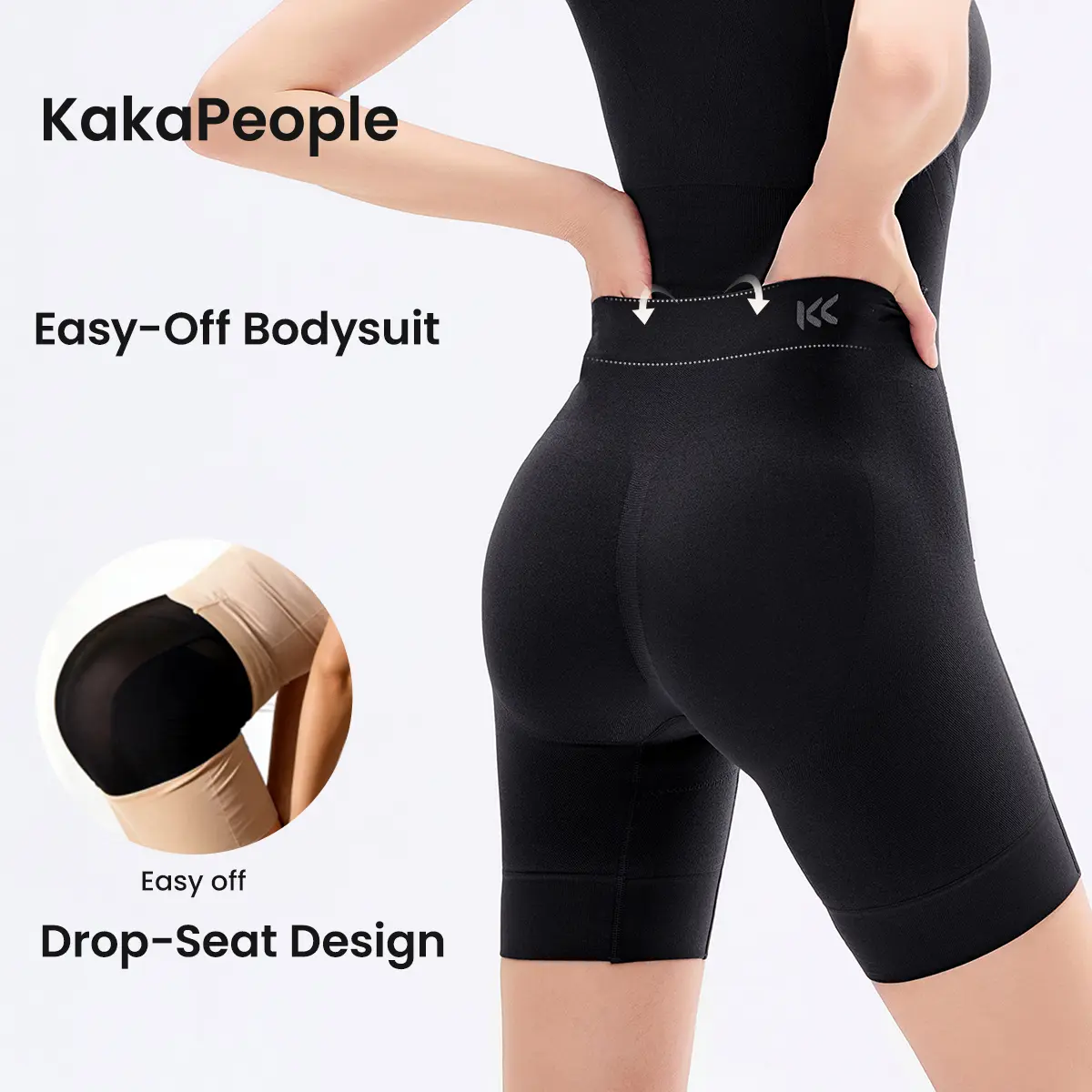 (KakaPeople Easy-Off  Bodysuit) Tummy Control Butt Lifter Faja Bodysuit, Back Support Scrunch Back Open Design, Postpartum Recovery Full Body Shaper with Cotton Gusset, Colombian Fajas Everyday Wear for Women