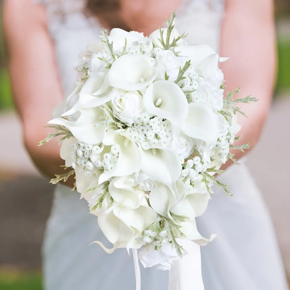 1pc Bridal Bouquets for Bride, Artificial Flowers Bridal Bouquet Cascading Wedding Bouquets for Bride for Wedding Ceremony and Anniversary