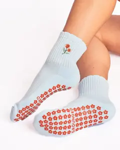 Baby Blue Flower Grip Socks