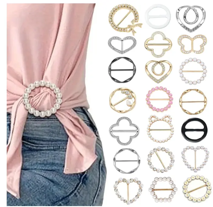 21 Pcs Scarf Ring and Slides for Scarves, Scarf Rings Clip Pin T Shirt Ties Clips for Women Tightener for Loose Clothes Accessories
