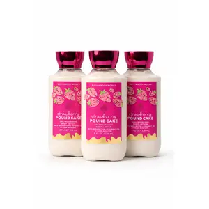 STRAWBERRY POUND CAKE Bath & Body Works Body Lotion 3-Pack – 8 oz Each