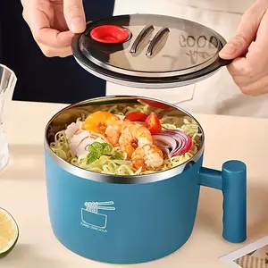 1PC Stainless Steel Lunch Box with Lid Portable Multi-functional Sealed Drainer Bowl for Noodles Salad Udon Suitable for Students Dorm Office Restaurant Heat Preservation No Assembly Required