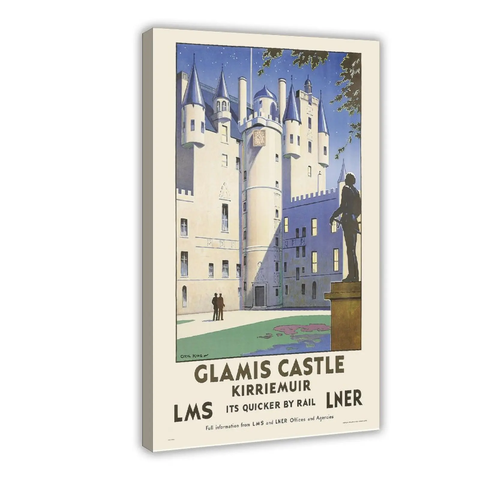 Glamis Castle Kirriemuir Scotland Vintage Travel Canvas Poster Wall Art Decoration For Home Bedroom Office Living Dorm Room Decor Boys Girls Gift