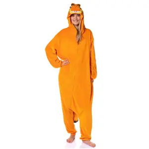 Garfield Mens' Character Hooded Union Suit Costume Sleep Pajama For Adults