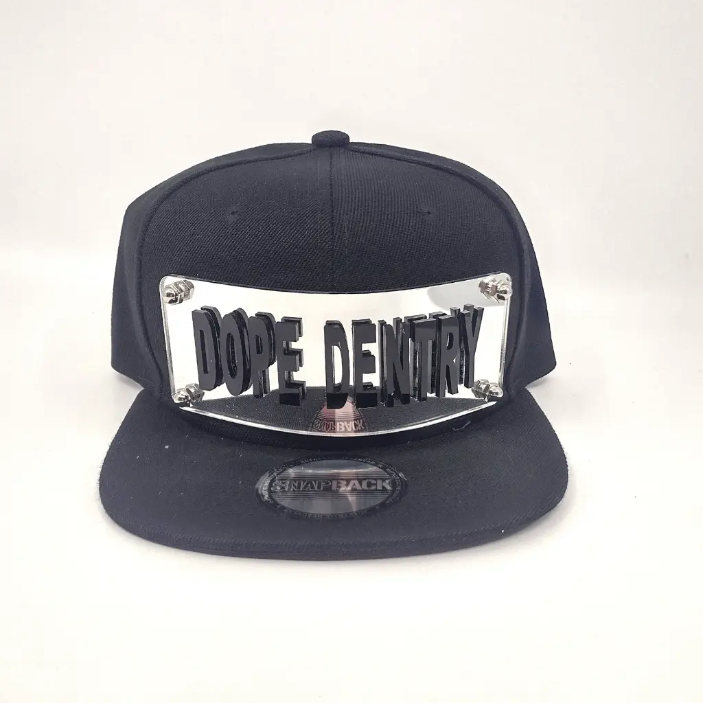 Black Custom Snapback Hat with Laser Cut Letters – Personalized Flat Bill Cap, Made to Order, Unique Streetwear Gift, Exclusive Urban Fashion Accessory