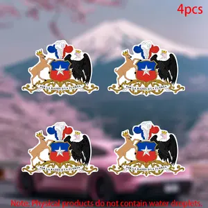 4pcs-Coat of arms of the Chile - Country National Emblems Sticker-Car stickers for doors, windows, laptops, luggage, furniture and bumpers-durable adhesive vinyl material
