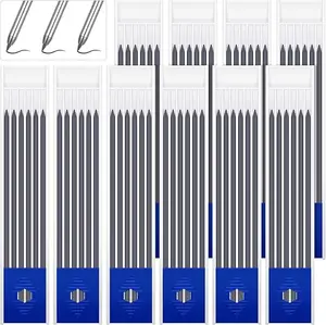 60 Pcs 2.8mm Lead Refill Carpenter Construction Pencils Marker Lead Refills Dry Mechanical Woodworking Pencil Tools for Writing Drawing Drafting (Black)