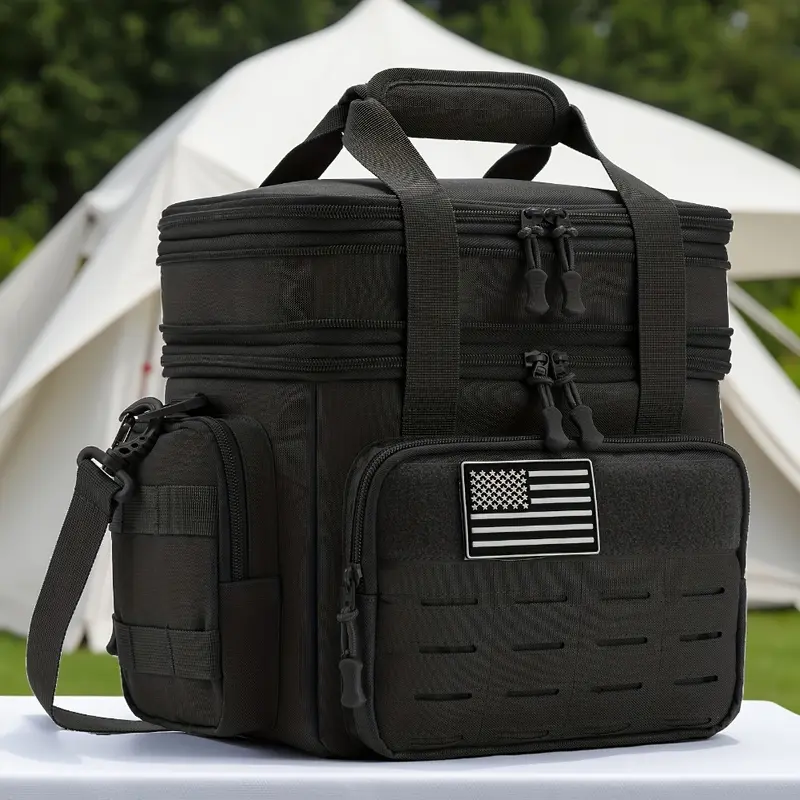 Men's 4.76 Gal Leak-Resistant Coolbox - Durable Insulated Portable Cooler with MOLLE Webbing, Camping Kitchen Supplies for Camping, Outdoor Picnics, Sports Gear
