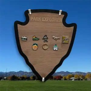 Park Explorer Arrowhead Pinboard - Wooden Display for Collectible Pins and Badges - Perfect for Travel Enthusiasts