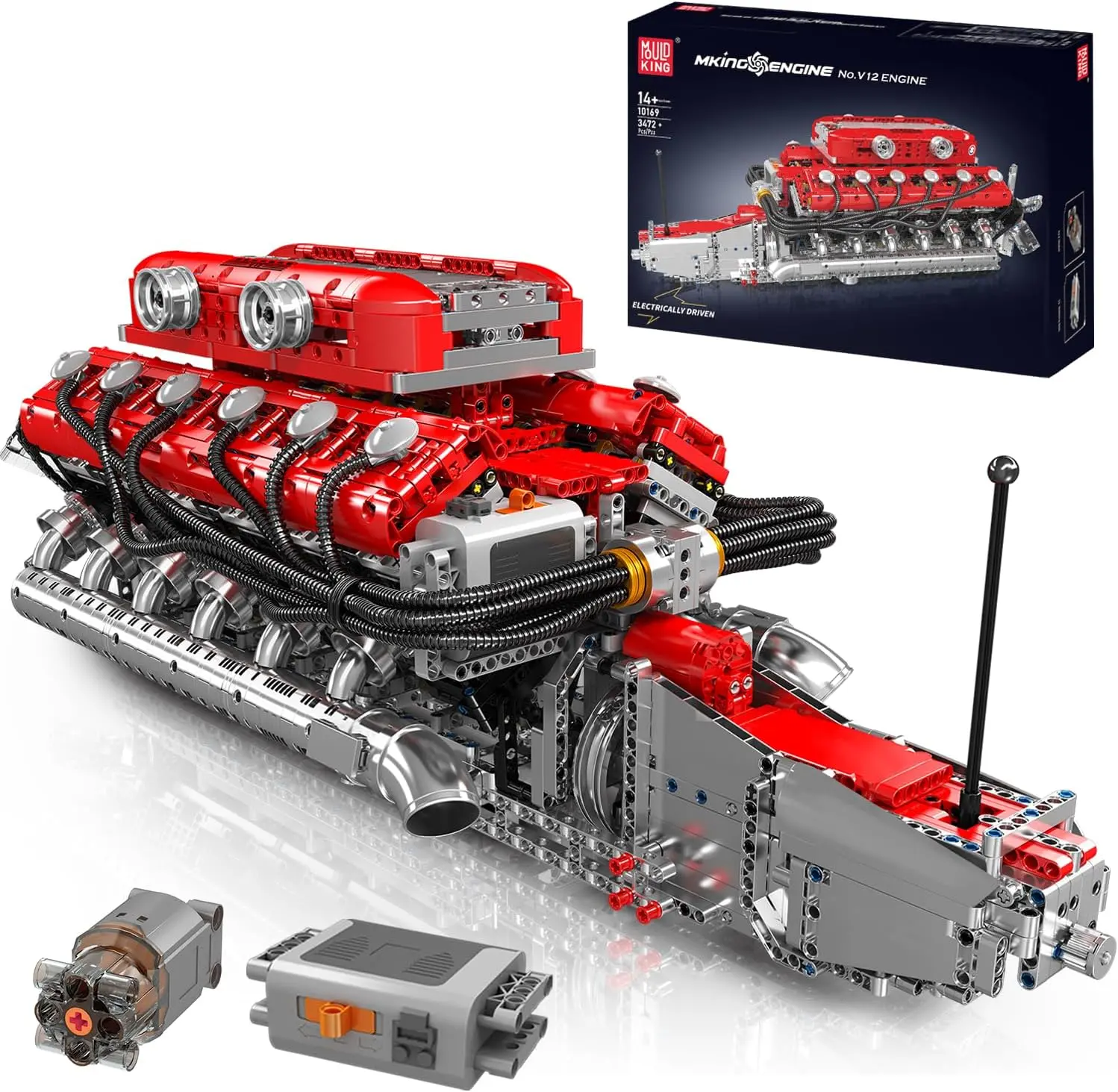Mould King 10169 V12 Engine Model Kit That Works with 3472 PCS -  12-Cylinder Car Engine Kit More Power than V8 Engine, 6.5-Liter Motor Building Kits