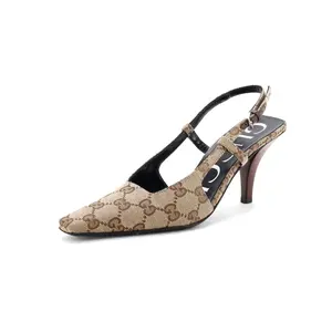 Pre-owned Gucci Women's Aria Slingback Pumps GG Canvas by Rebag