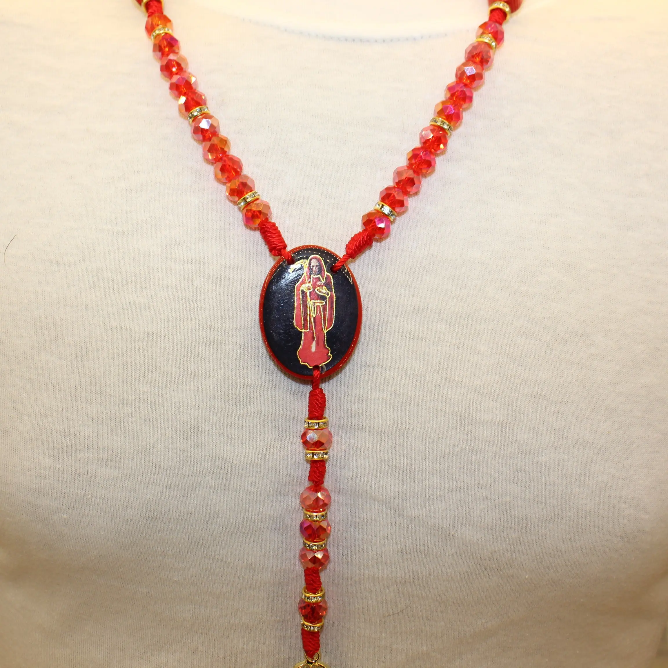 Santa Muerte Rosary with beads in diffent color to choose from