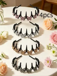 4pcs Women'S Multi-Color, High-End Temperament, Butterfly Decoration Headband, Suitable As a Gift for Women