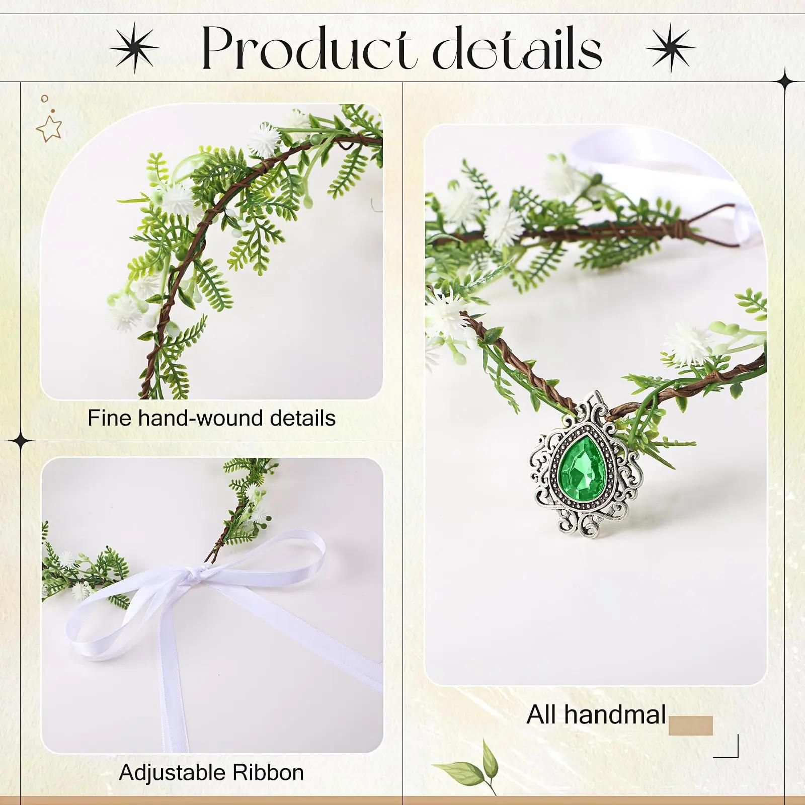 Elves Cosplay Set Fairy Flower Crown Headpiece Elf Ears Cuffs Renaissance Costume Leaf Elves Wings Ear Cuff