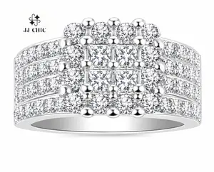 JJ CHIC Women’s Micro Pave Square Cluster Ring, Sparkly Cubic Zirconia Engagement Style Statement Ring