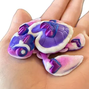 Articulated Heart Sea Turtles | 3D printed plastic articulated heart sea turtle fidget toy for fun and stress relief - Decor Multicolor Gift