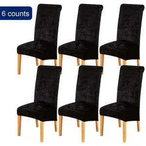 Solid Color Dining Chair Slipcover, 6 Counts/set Elastic Chair Cover, Chair Protector for Restaurant, Living Room & Hotel Decor, Stretch Chair Slipcovers