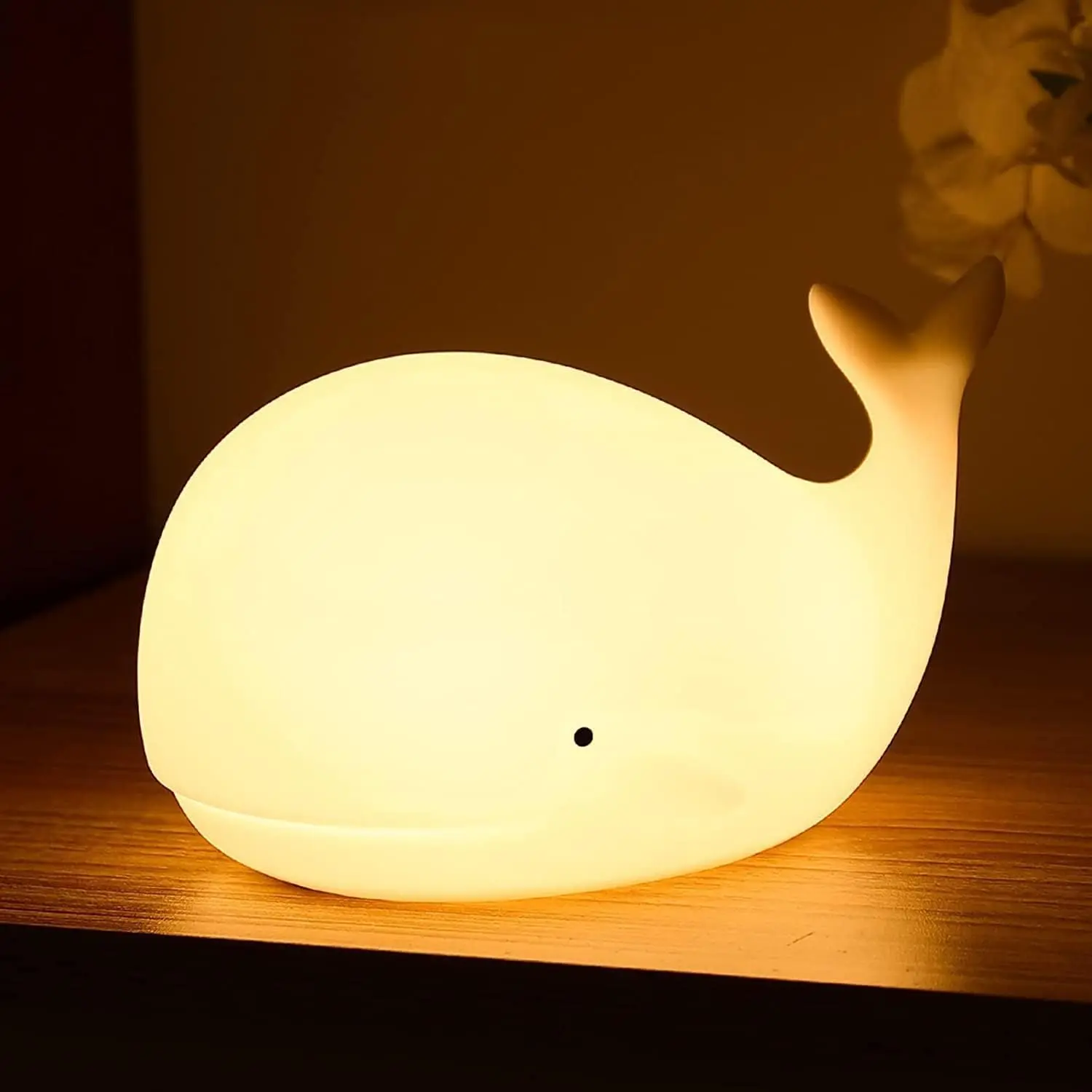 Soft Silicone Whale Animal Night Light - 7-Color Dimmable RGB Colors Mood Lighting, 3-Hour Timer Control, Ocean Themed Stuff Nursery Decor, Kids Gift, Home Improvement Lighting