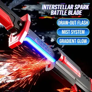 Interstellar Battle Sword Toy with Spark & Mist Effects - RGB Light Up Saber, Rechargeable Cosplay Prop, Birthday Gift for Boys & Kids [80cm]