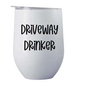 Driveway Drinker 12oz stainless steel double-walled wine tumbler, with lid, Bridesmaid Proposal Gift, Bachelorette Gift, Gift for Friends, Travel Tumbler leak proof Birthday Drinkware Insulated Portable Flasks Sturdy