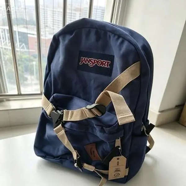 JanSport Vintage Washed Canvas Backpack Navy Blue, Retro Street Style Bookbag with Chest Buckle Strap & 15-inch Laptop Sleeve, Water Repellent Large Capacity Daypack for College Students Daily Travel