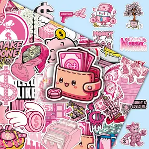 100 Sheets of Pink Currency Creative Design Cool Manifestation Energy Decorative Stickers for Scrapbook, Phone Case, and Water Bottle