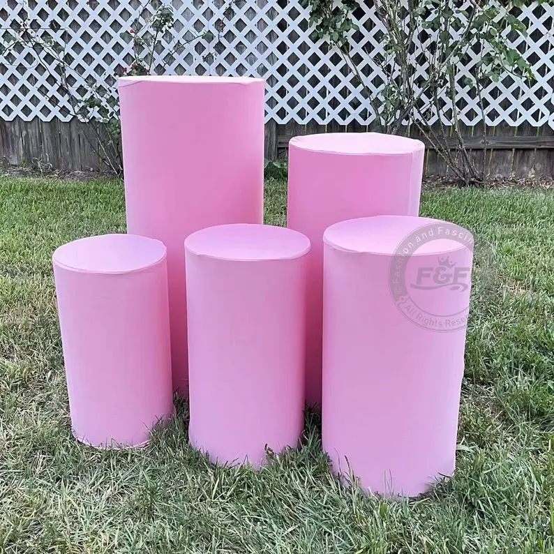 FinalSale!!!Set of 5 Milk Silk Cylinder Covers | Column & Pedestal Covers for Wedding Decor