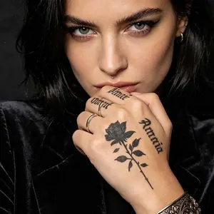 4pcs Waterproof Design Semi-permanent Tattoos, Hands, Temporary Tattoos, Valentine's tattoo, Rose of the cross, Waterproof Realistic Fake Tattoos, Botanical, Face Tattoos, Magic Tattoos, Lasts 1-2 Weeks, Tattoos for Women
