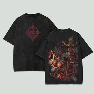 Messmer The Impaler Elden Ring T-Shirt Shadow of the Erdtree Acid Wash 2 Sided Print Dark Fantasy Cotton Tee