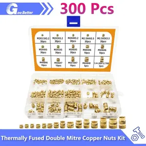 M2-M6 1/4 300PCS Brass Threaded Heat Set Insert Plastic nut inserts Metal Nut Supplies Kit