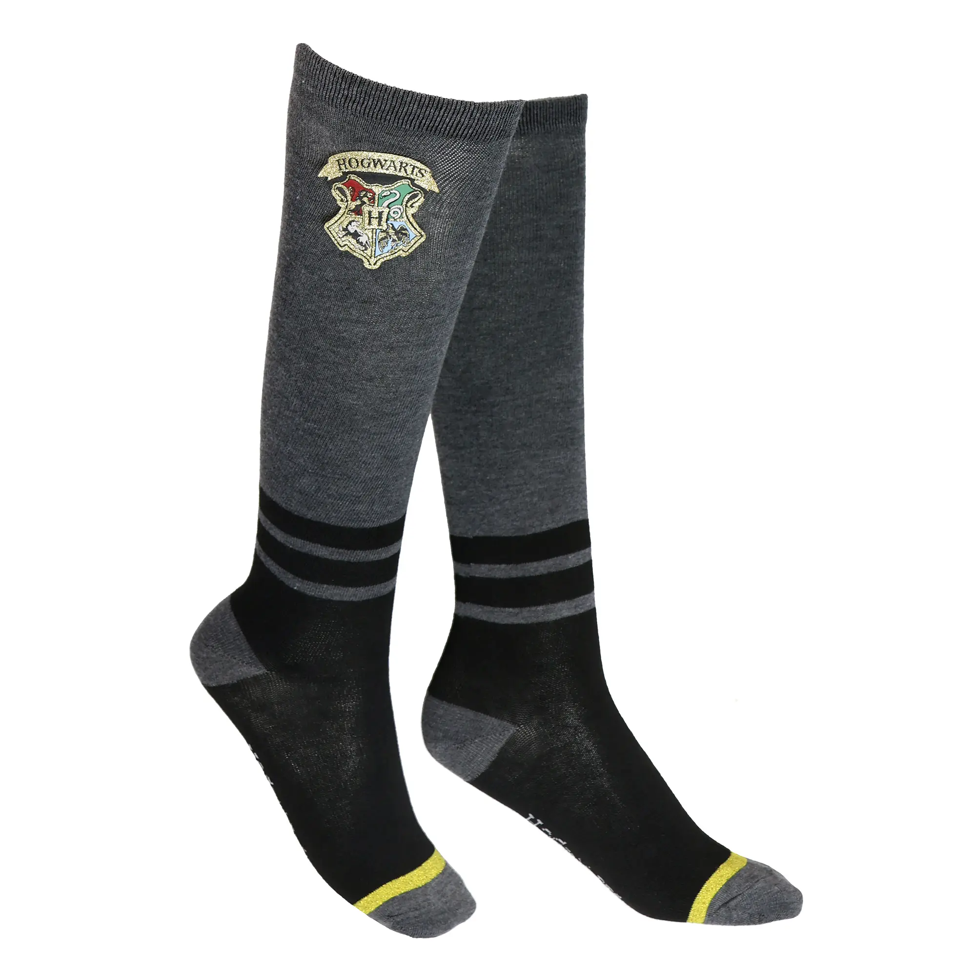 Harry Potter Women's Glitter Hogwarts Crest Embroidered Patch Adult Knee High Socks