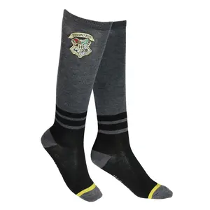 Harry Potter Women's Glitter Hogwarts Crest Embroidered Patch Adult Knee High Socks