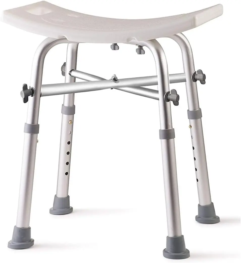 Adjustable Shower Chair for Inside Shower with Heavy Duty Crossbar Supports 500 lbs Aluminium Nonslip Design for Elderly and Disabled