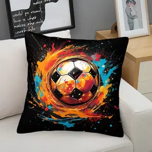 Colorful trendy and fashionable football print pattern soft short plush pillow with multiple patterns, soft and skin friendly, suitable for comfortable home or travel items, lazy style at home