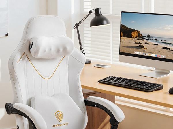 Dowinx Gaming Video Gaming Chair with Shiatsu Neck Massage and Lumbar Support Big and Tall Home Office High Back Recliner Height Adjustable Ergonomic Comfy Leather Computer Desk Chair